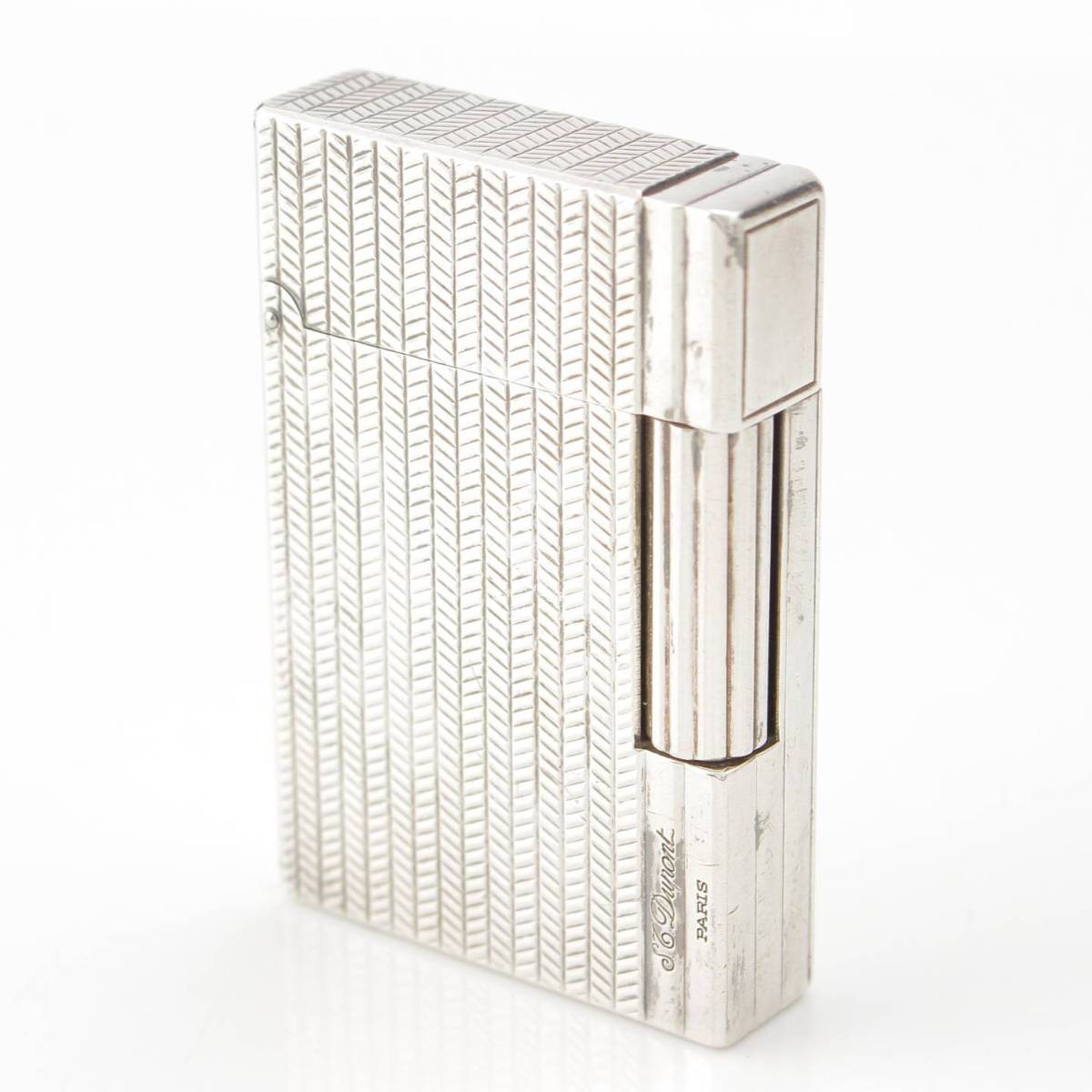 [Dupont] STDupont Japan Limited Gatsby Herringbone Roller Gaslighter Smoking Accessory 18106 Silver [Used] [Authenticated and Guaranteed Authentic] 213692