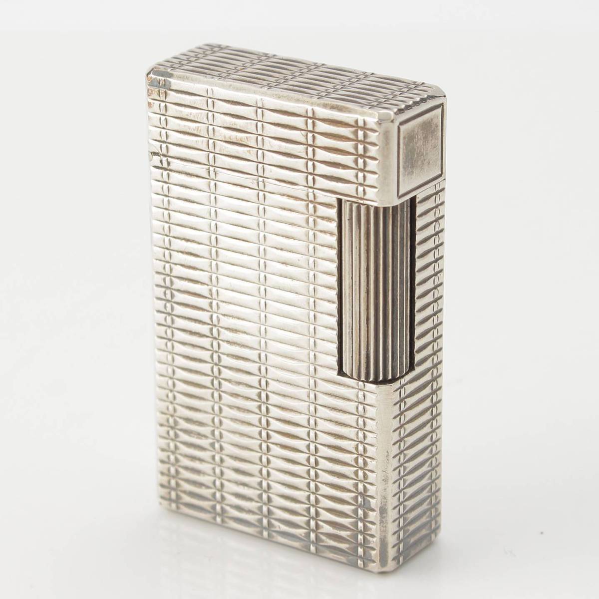 [Dupont] STDupont Line 1 Long All-over Pattern Square Roller Gaslighter Smoking Accessory Silver [Used] [Authenticated and Guaranteed Authentic] 213697