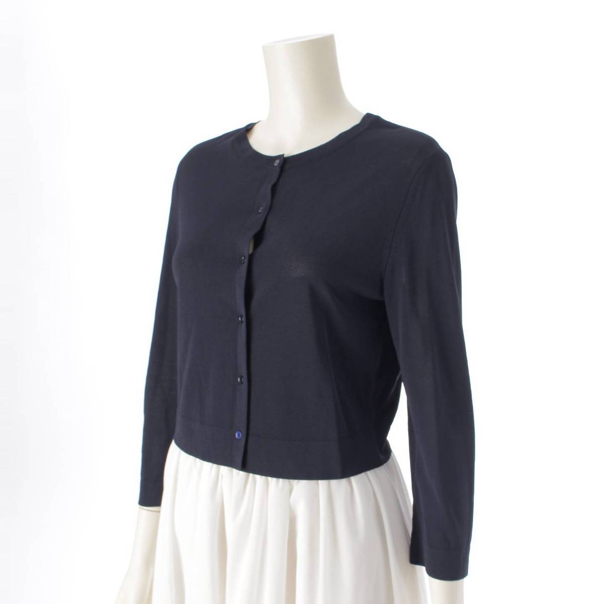 [Foxey] Foxey Crew Neck Long Sleeve Knit Cardigan Top 36823 Navy 38 [Used] [Authenticated and Guaranteed Authentic] 213803