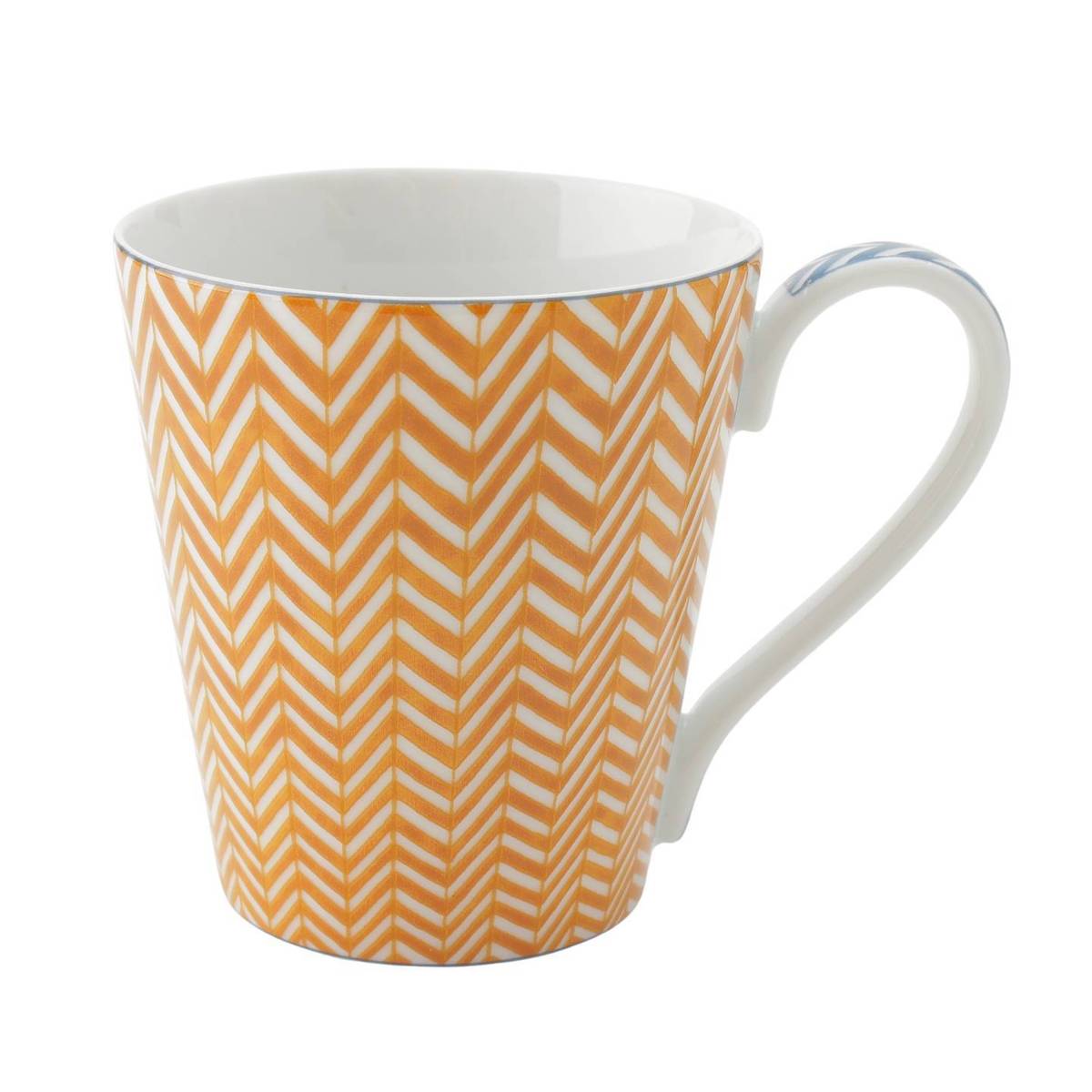 [Hermes] Hermes Bag Mug Cup Ceramic Tableware Silkscreen Print Chevron Yellow [Used] [Authenticated and Guaranteed Authentic] 213820