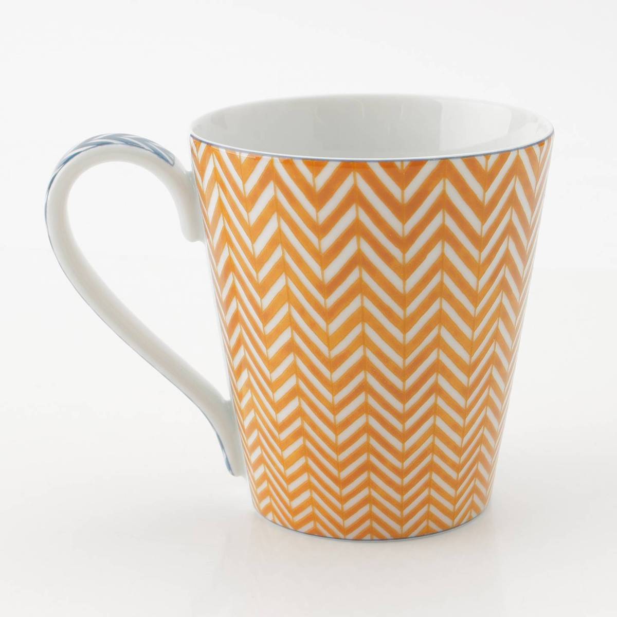 [Hermes] Hermes Bag Mug Cup Ceramic Tableware Silkscreen Print Chevron Yellow [Used] [Authenticated and Guaranteed Authentic] 213820