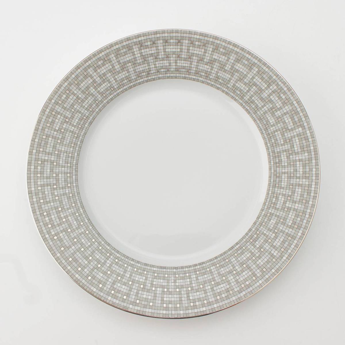 [Hermes] Hermes Mosaic Dinner Plate Tray Tableware Plate Set of 2 Gray [Used] [Authenticated and Guaranteed Authentic] 213830