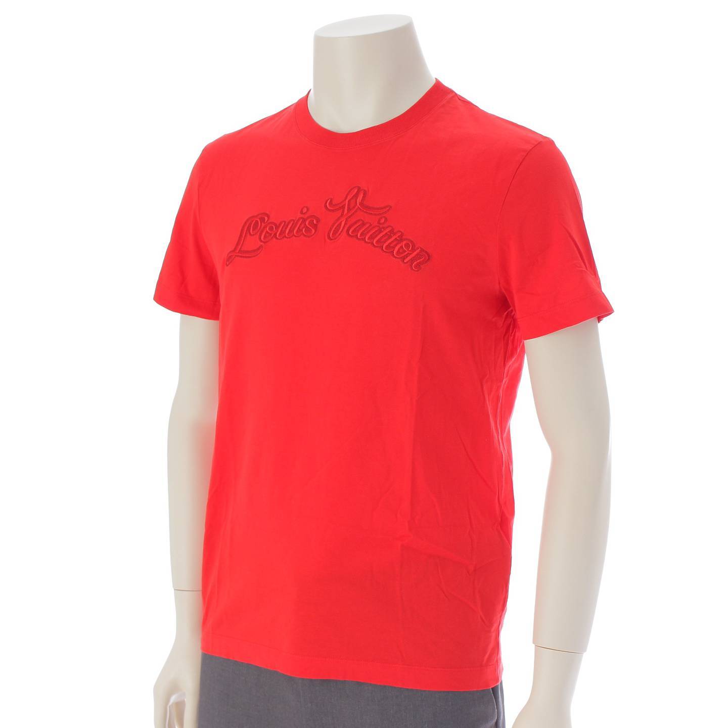 Louis Vuitton Men's Logo T-Shirt Cut and Sew Logo Embroidery Top RM132M H4JR01JEZ Red S