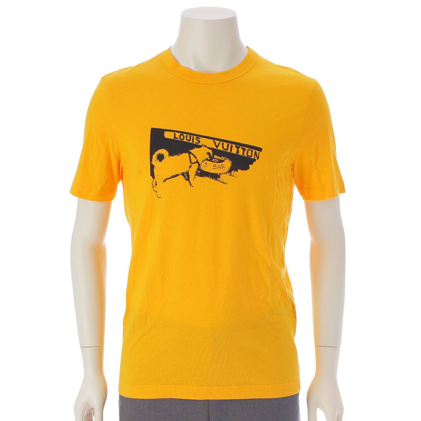 Louis Vuitton Men's Cotton Printed T-Shirt Dog Logo RM101M MQJR08JEU Yellow S