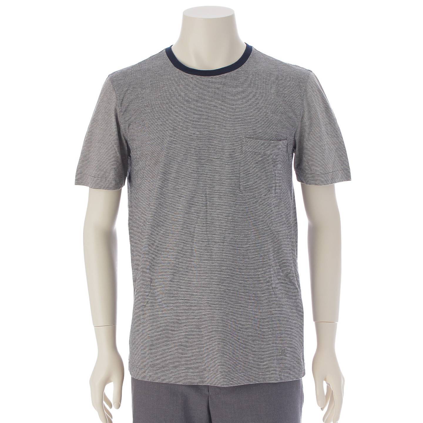 Louis Vuitton Men's T-shirt with chest pocket, LV logo embroidered, cut and sewn top, grey [Used] [Authentic product guaranteed]