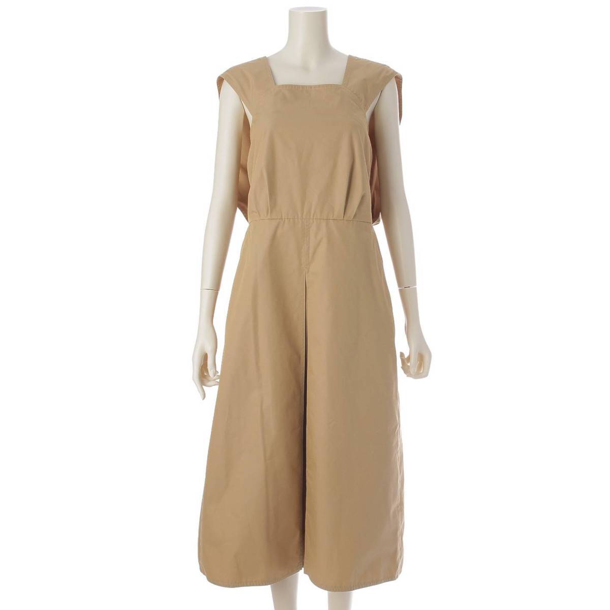 [Drawer] DRAWER Cotton Gabardine Overalls Dress 6526-234-1316 Beige 36 [Used] [Authenticated and Guaranteed Authentic] 213941