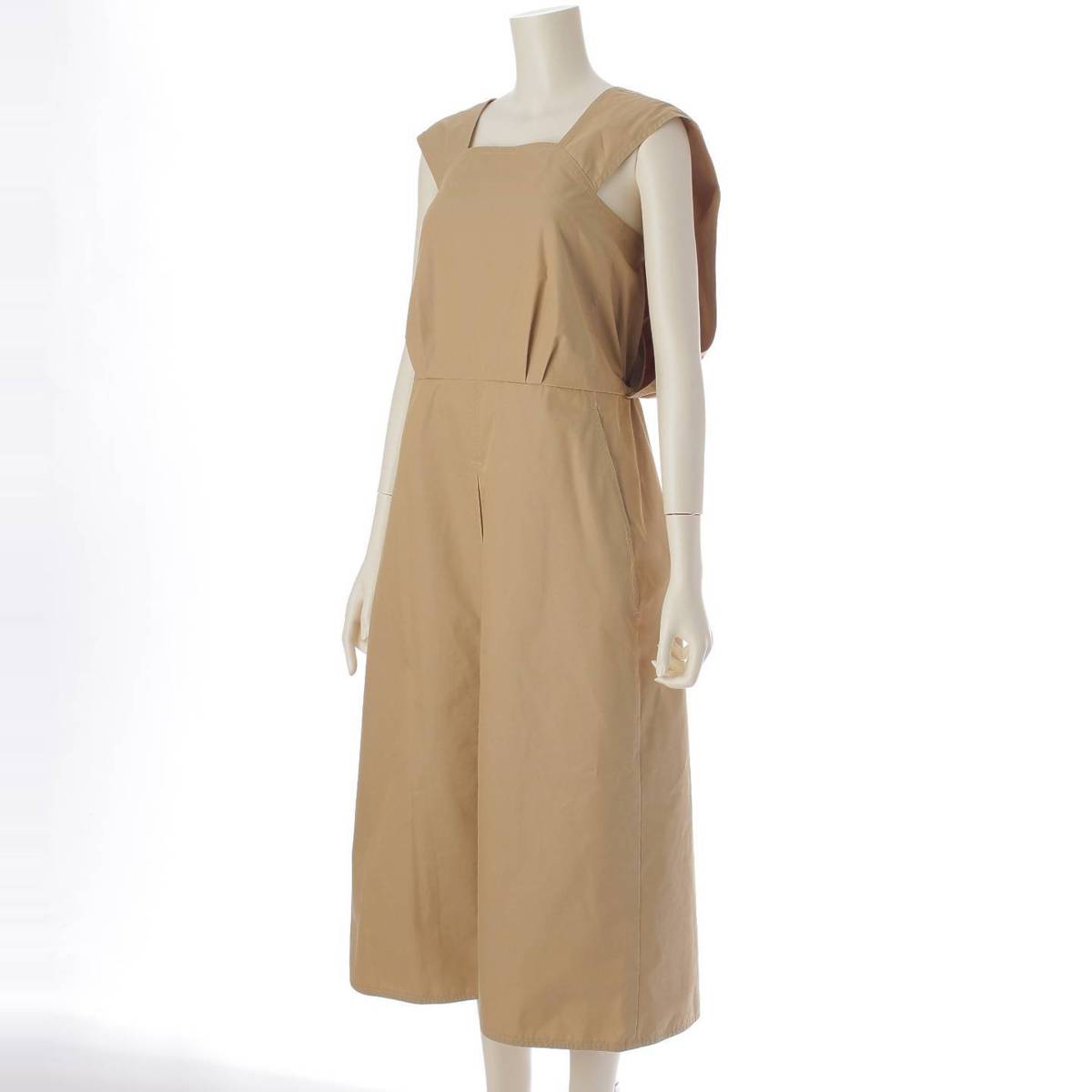 [Drawer] DRAWER Cotton Gabardine Overalls Dress 6526-234-1316 Beige 36 [Used] [Authenticated and Guaranteed Authentic] 213941