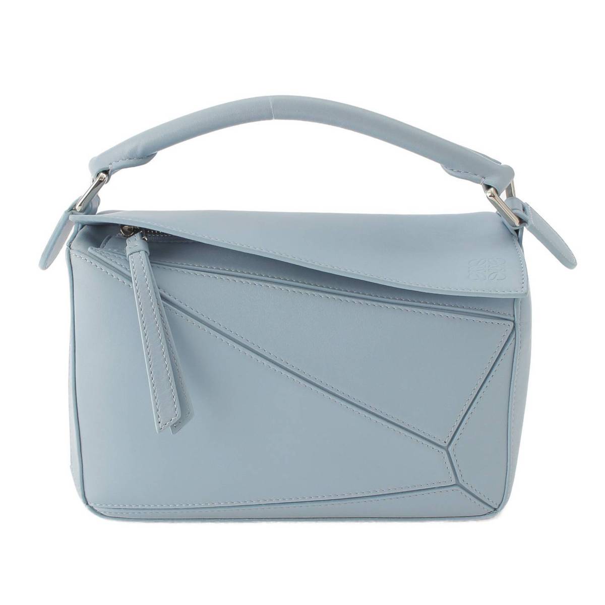 [Loewe] Loewe Puzzle Bag Small Satin Calf Silver Metal A510S21XA9 Dusty Blue [Used] [Authenticated and Guaranteed Authentic] 213999