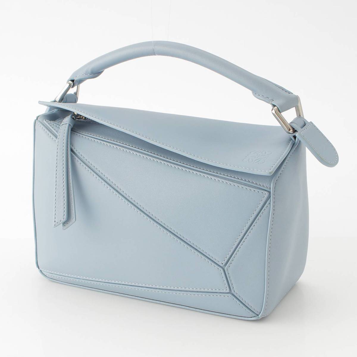 [Loewe] Loewe Puzzle Bag Small Satin Calf Silver Metal A510S21XA9 Dusty Blue [Used] [Authenticated and Guaranteed Authentic] 213999