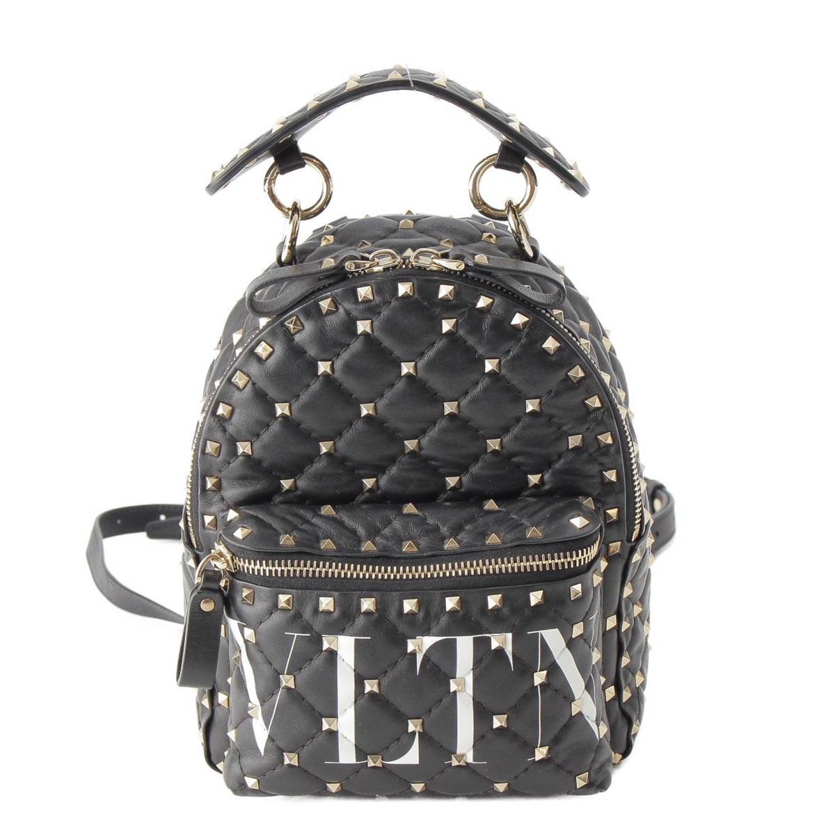 [Valentino] Valentino VLTN Leather Rockstud Stencil Backpack Backpack Black [Used] [Authenticated and Guaranteed Authentic] 214062