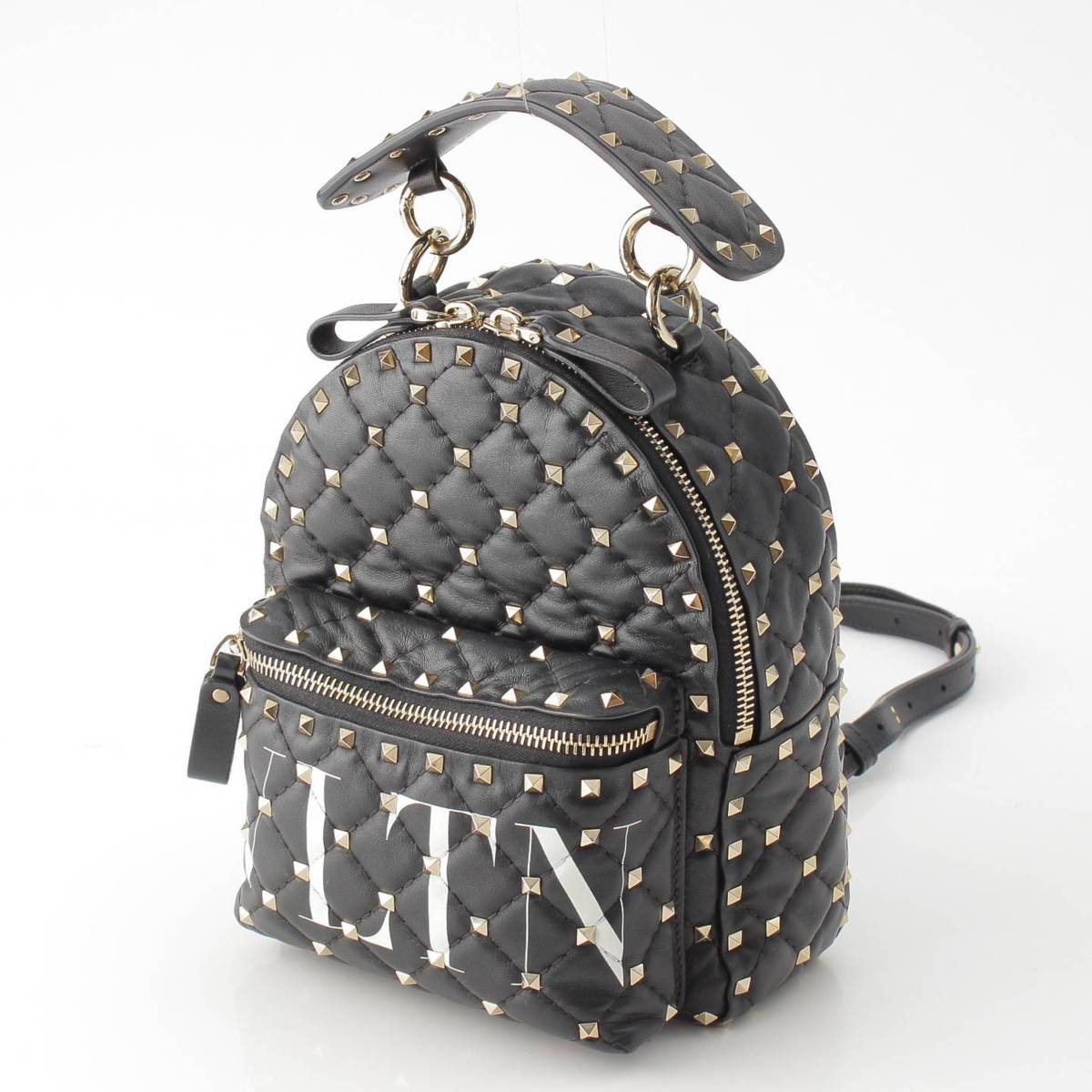 [Valentino] Valentino VLTN Leather Rockstud Stencil Backpack Backpack Black [Used] [Authenticated and Guaranteed Authentic] 214062