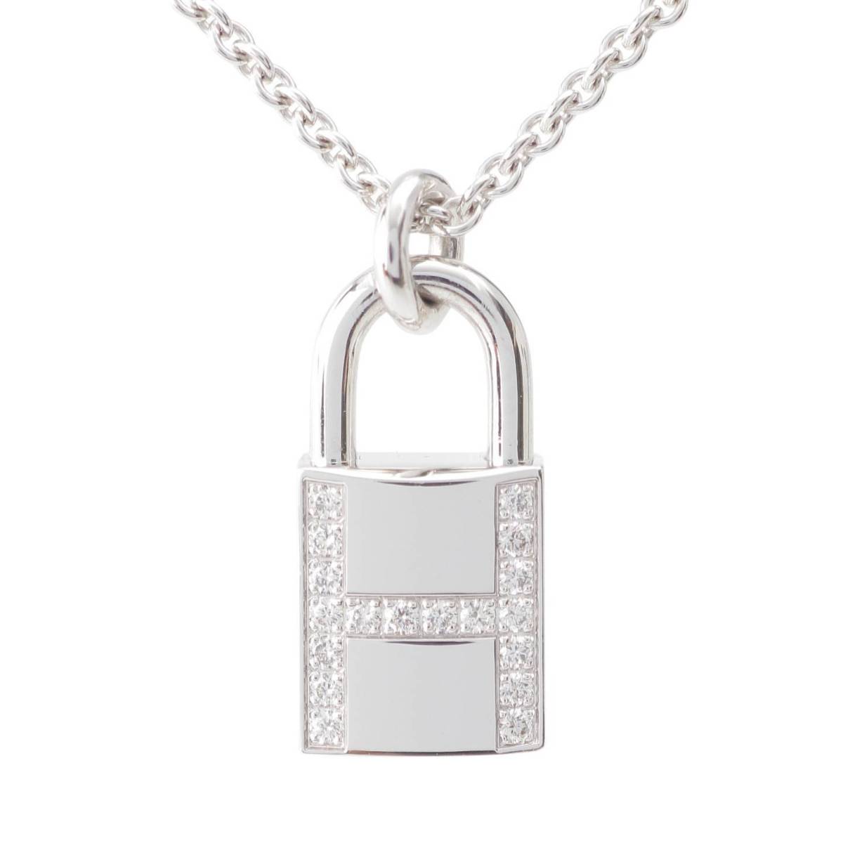 [Hermes] Hermes Kelly Cadena Diamond Necklace Pendant 750WG K18 White Gold 9.4g [Used] [Authenticated and Guaranteed Authentic] 214107