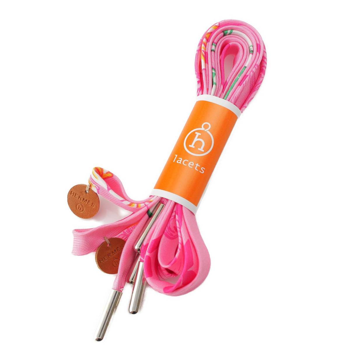 [Hermes] Hermes Petite H Shoelaces Silk Shoelace Charm Pink Set of 2 33.5" Unused [Used] [Authenticated and Guaranteed Authentic] 214108