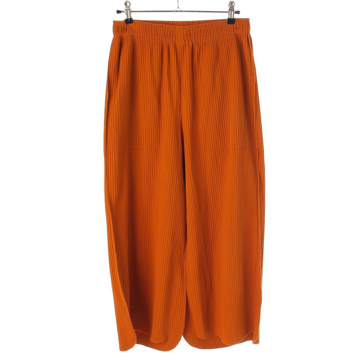[me ISSEY MIYAKE] me ISSEY MIYAKE FINE KNIT Pleated Wide Pants Bottoms MI42KF787 Orange [Used] [Authenticated and Guaranteed Authentic] 214135