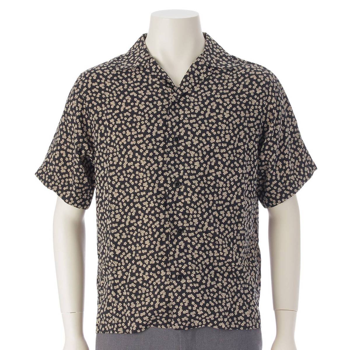 CELINE 19Stainless Steel Flower pattern all-over print aloha shirt tops 2C036480K black 38