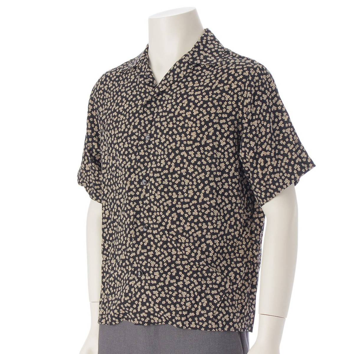 CELINE 19Stainless Steel Flower pattern all-over print aloha shirt tops 2C036480K black 38