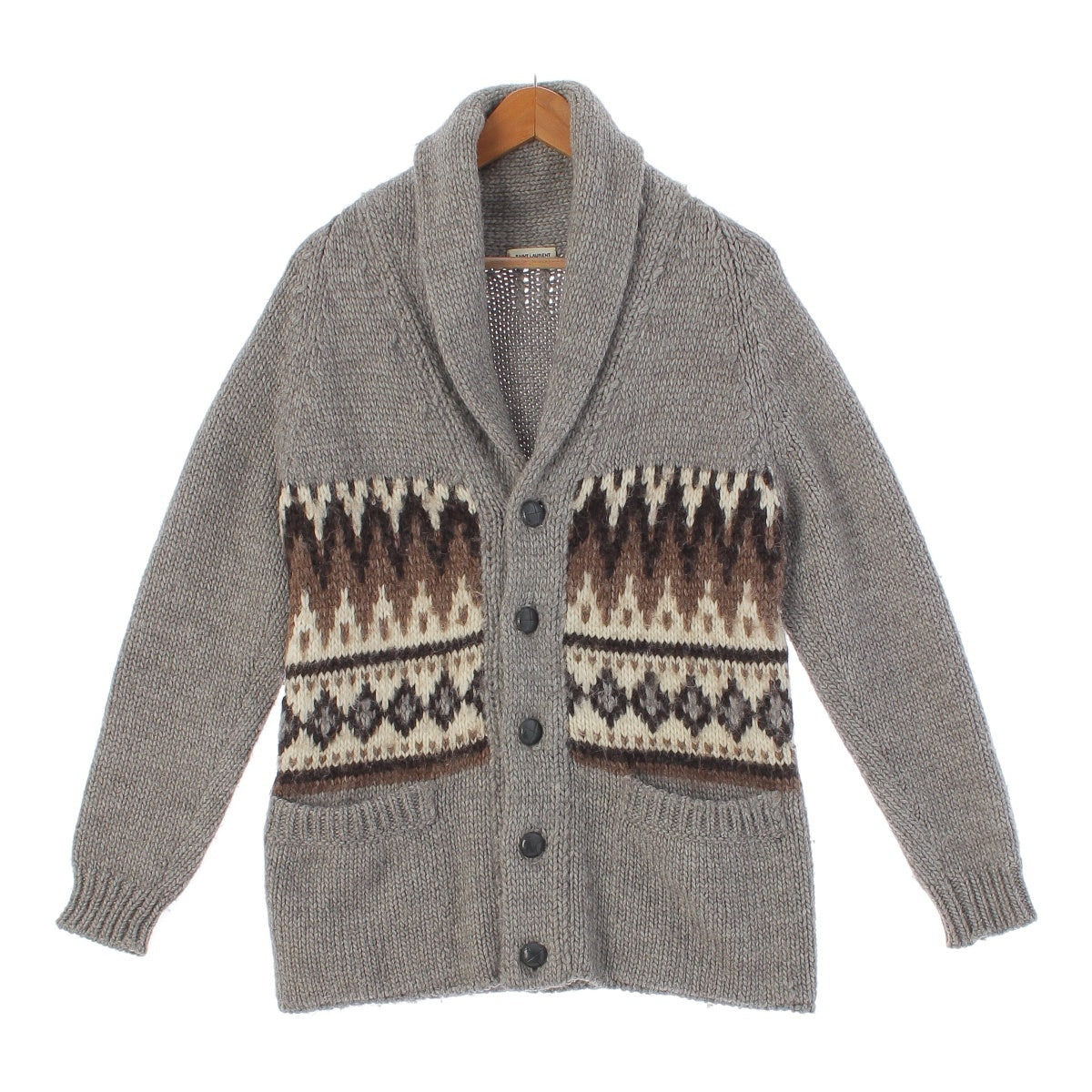 Saint Laurent 13AW Shawl Collar Wool Cashmere Knit Cardigan 330494 Gray S