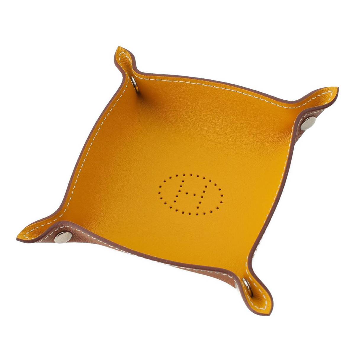 [Hermes] Hermes U stamp Taurillon Clemence Vide Poche Tray Jaune Ambre Fauve [Used] [Authenticated and Guaranteed Authentic] 214340