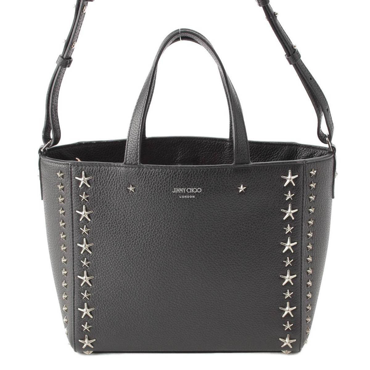 [Jimmy Choo] Jimmy Choo Pegasi S Star Studs 2WAY Hand Shoulder Bag Black [Used] [Authenticated/Genuine Product Guaranteed] 214358