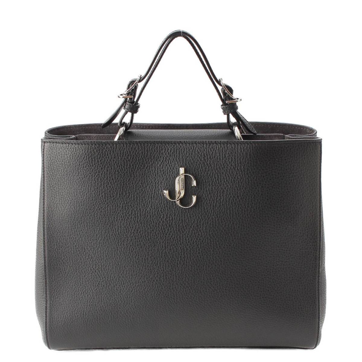 [Jimmy Choo] Jimmy Choo JC Logo Varenne Top Handle 2WAY Tote Shoulder Bag Black [Used] [Authenticated/Genuine Product Guaranteed] 214359