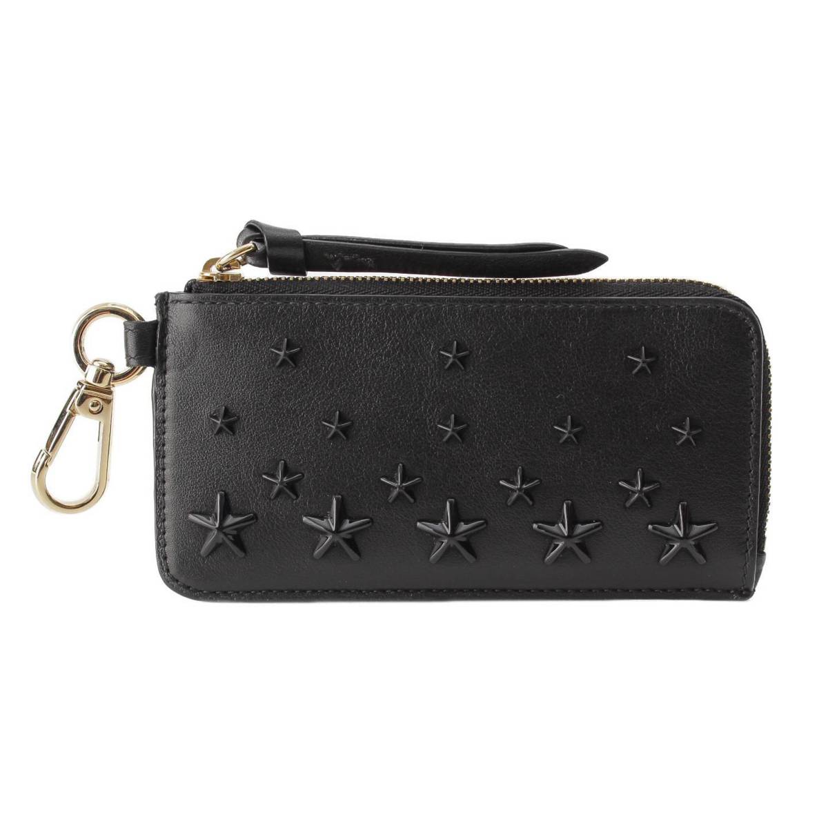 [Jimmy Choo] Jimmy Choo LISE-Z AOR Star Studs Wallet Calf Leather LISEZAOR0244 Black [Used] [Authenticated and Guaranteed Authentic] 214360