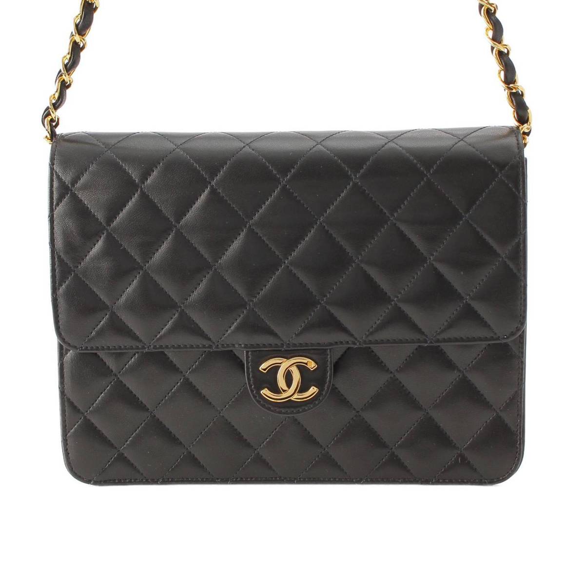 [Chanel] Chanel No. 5 Matelasse Push Lock Lambskin ChainShoulder Bag Black [Used] [Authenticated and Guaranteed Authentic] 214385