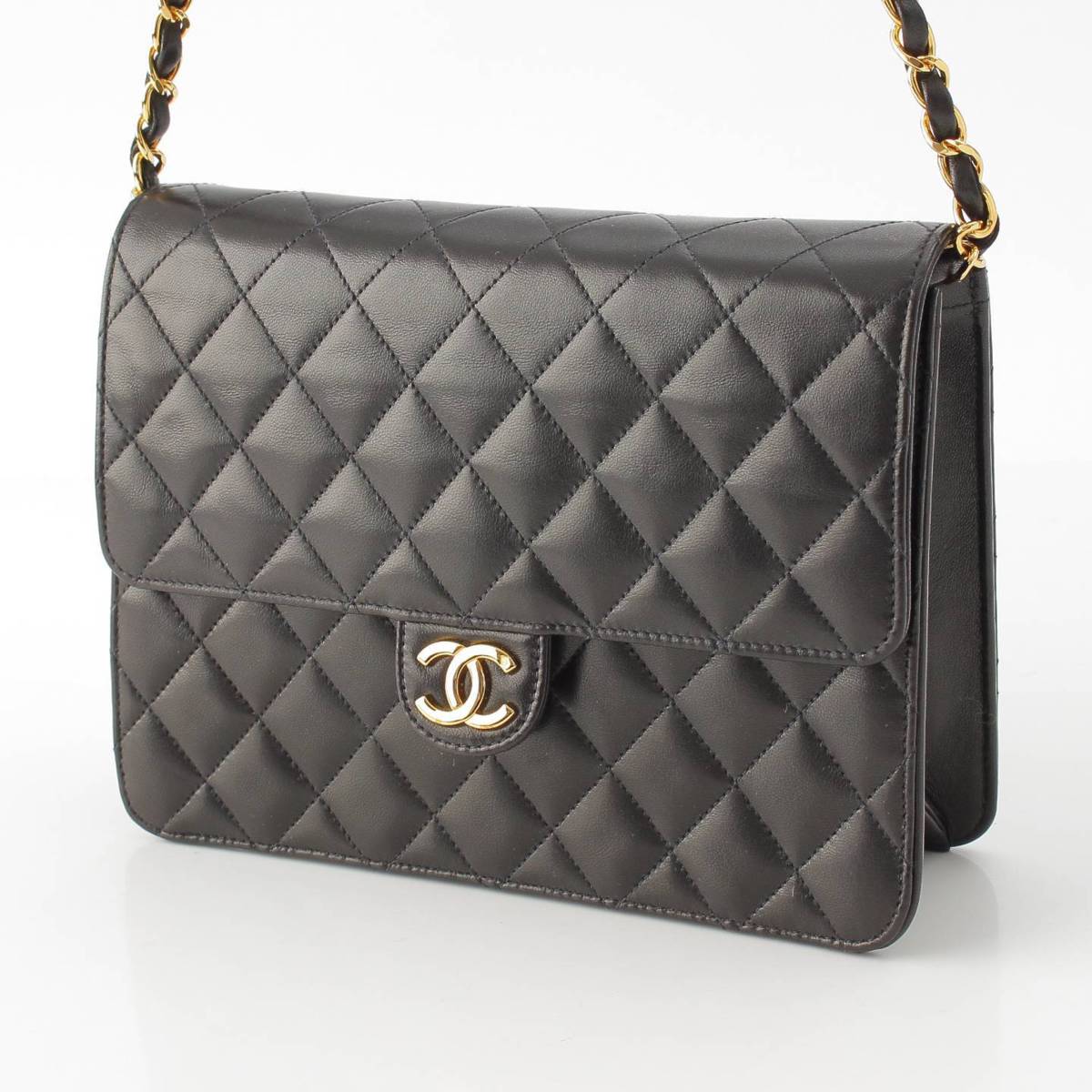 [Chanel] Chanel No. 5 Matelasse Push Lock Lambskin ChainShoulder Bag Black [Used] [Authenticated and Guaranteed Authentic] 214385