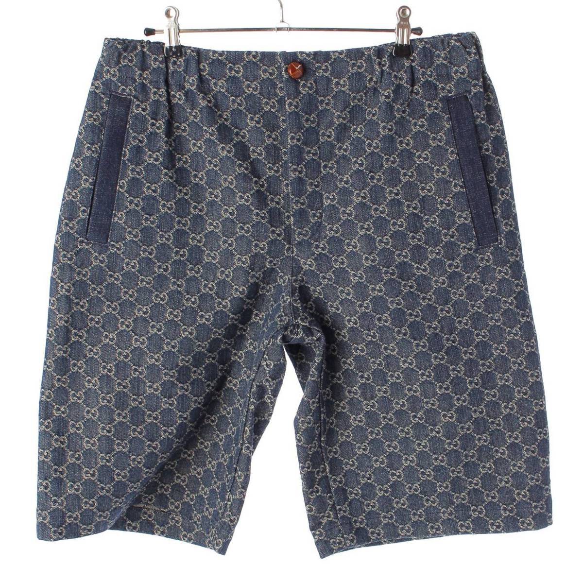 [Gucci] Gucci Men's GG Jacquard Leather Denim Shorts 649093 Indigo 46 [Used] [Authenticated and Guaranteed Authentic] 214444