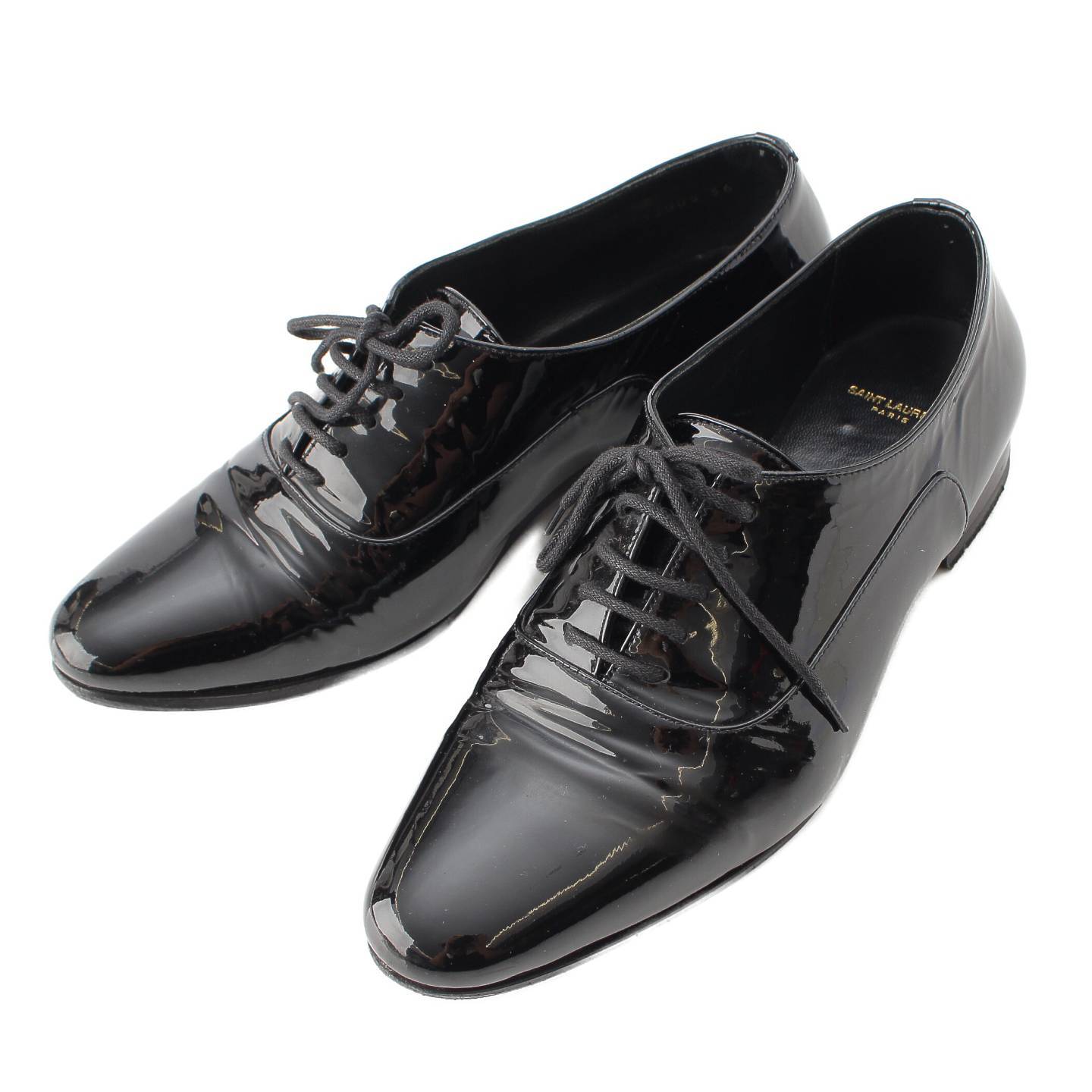 Saint Laurent Patent Leather Lace-up Shoes 362005 Black 36 [Used] [Authentic Guaranteed]