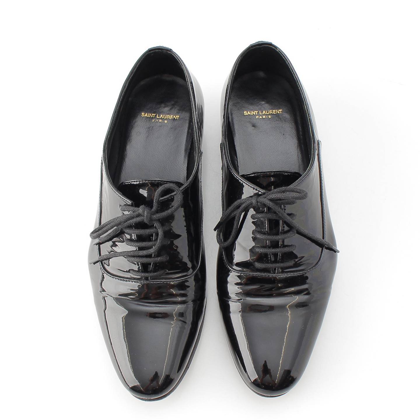 Saint Laurent Patent Leather Lace-up Shoes 362005 Black 36 [Used] [Authentic Guaranteed]