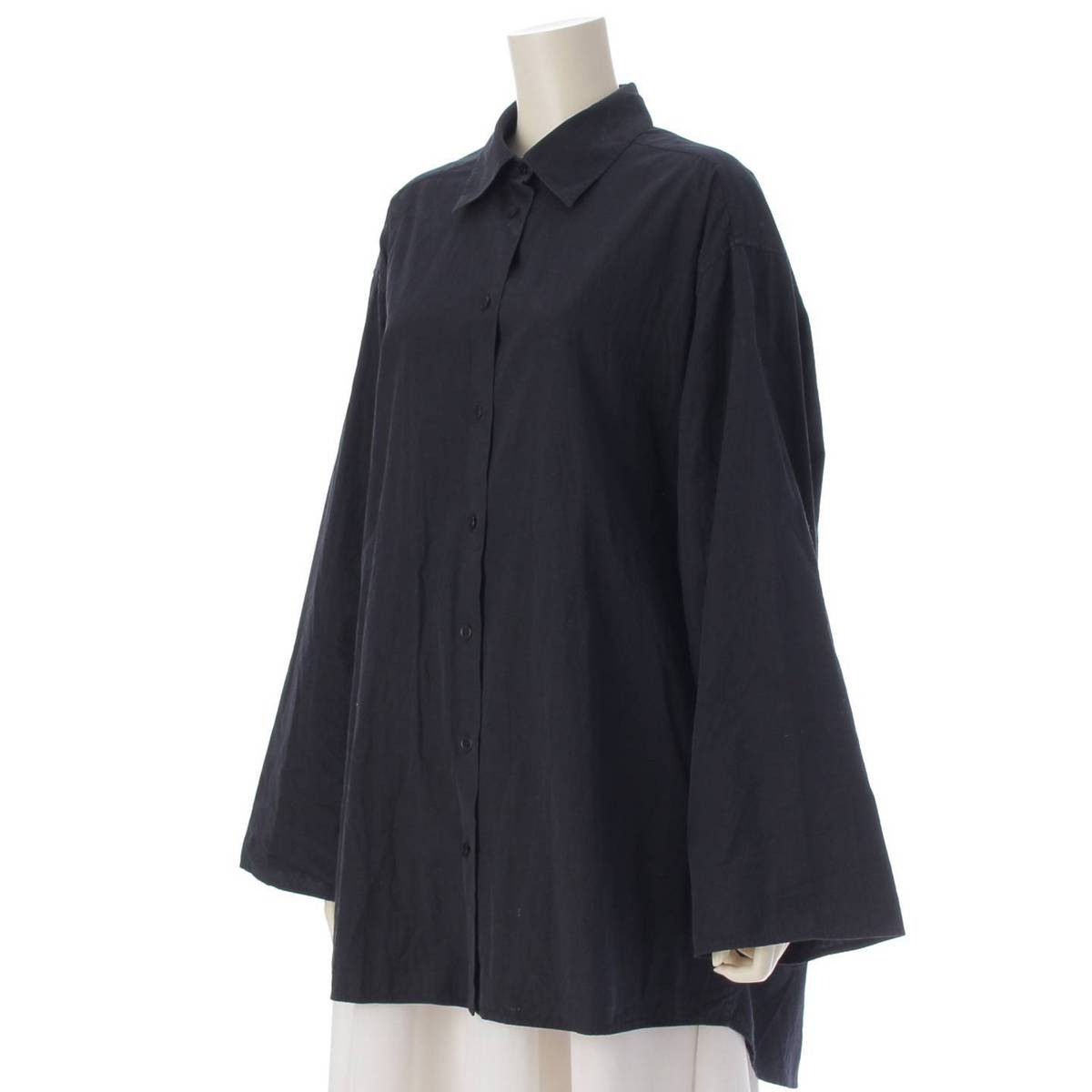 [The Row] THE ROW Cotton Oversized Long Sleeve Shirt Blouse Top Black 0 [Used] [Authenticated/Genuine Product Guaranteed] 214524