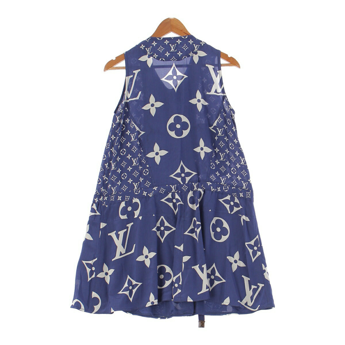 Louis Vuitton LV Escale Monogram Silk Leather Sleeveless Knee-Length Dress Blue 38 [Used] [Authentic Product Guaranteed]