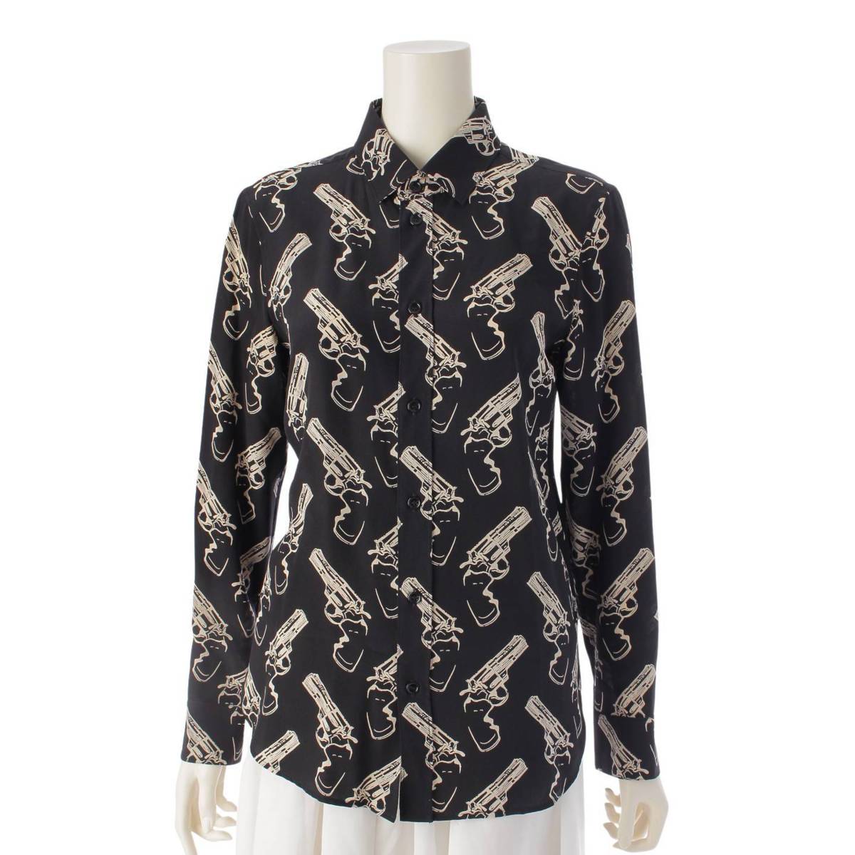 [Saint Laurent] SAINT LAURENT 14AW Eddie period pistol gun all-over print long sleeve shirt top black white size 36 [Used] [Authenticated and genuine product guaranteed] 214565