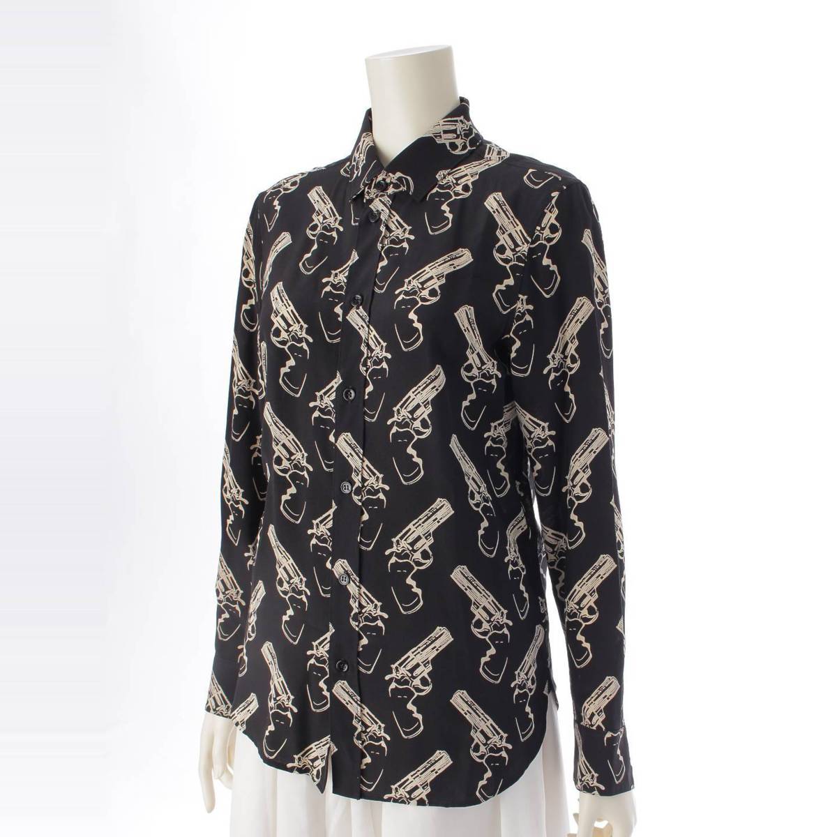 [Saint Laurent] SAINT LAURENT 14AW Eddie period pistol gun all-over print long sleeve shirt top black white size 36 [Used] [Authenticated and genuine product guaranteed] 214565