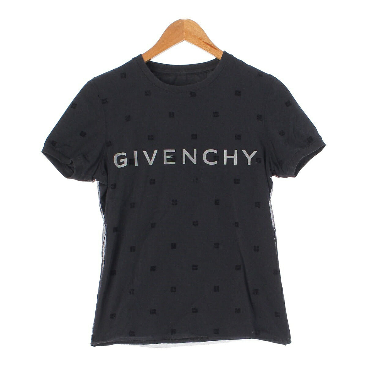 Givenchy Logo Tulle Layered Cut and Sew Top Short Sleeve T-Shirt BW70CG3YDU Black S [Used] [Authentic Product Guaranteed]