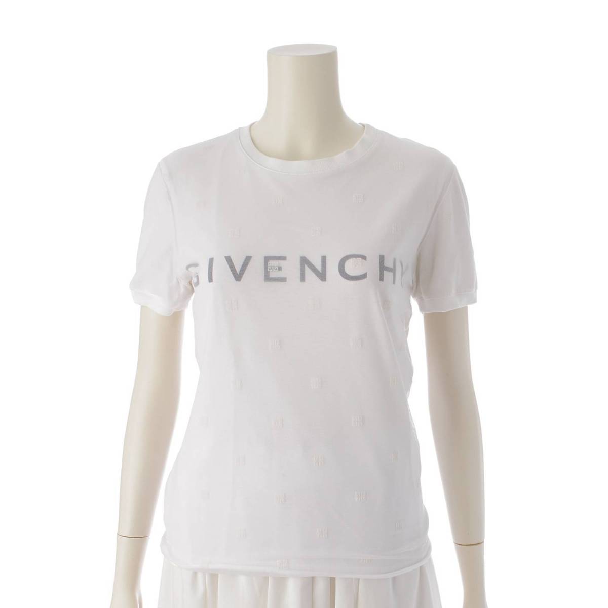[GIVENCHY] GIVENCHY Logo Tulle Layered Cut and Sew Top Short Sleeve T-Shirt BW70CG3YDU White S [Used] [Authenticated and Guaranteed Authentic] 214813