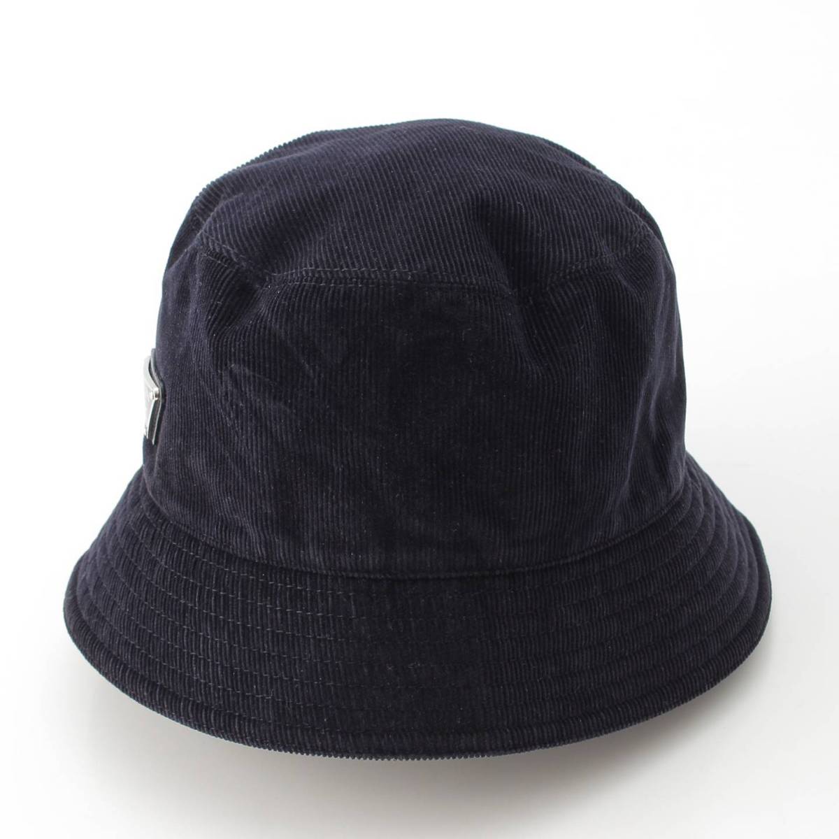 [PRADA] Prada Triangle Logo Corduroy Bucket Hat 2HC137 Navy XL [Used] [Authenticated and Guaranteed Authentic] 214817