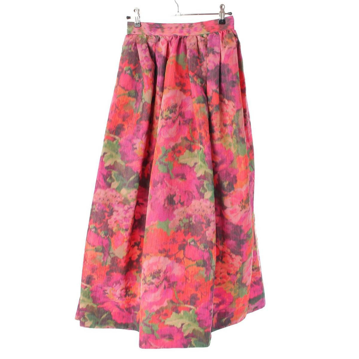 [Drawer] DRAWER 23 Stainless Steel Flower Print Taffeta Long Skirt 6524-234-1675 Multicolor 36 [Used] [Authenticated and Guaranteed Authentic] 214846