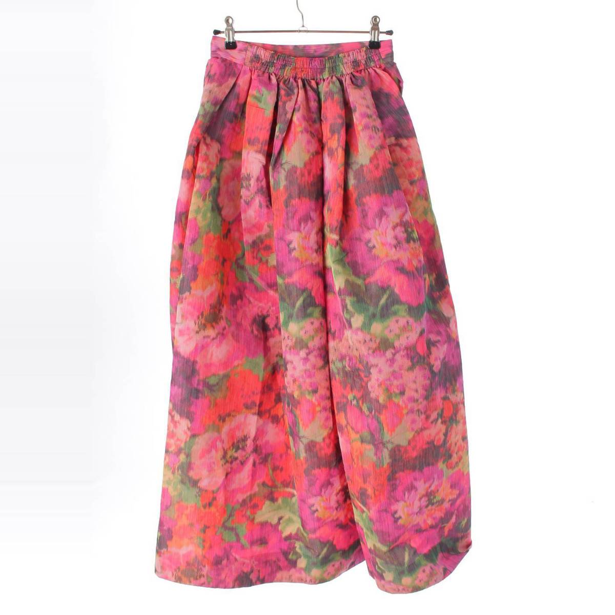 [Drawer] DRAWER 23 Stainless Steel Flower Print Taffeta Long Skirt 6524-234-1675 Multicolor 36 [Used] [Authenticated and Guaranteed Authentic] 214846
