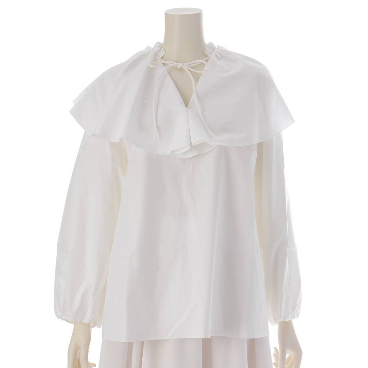 [Drawer] DRAWER 22 Cotton Frill Collar Blouse Lace-up Choker White 36 [Used] [Authenticated and Guaranteed Authentic] 214858