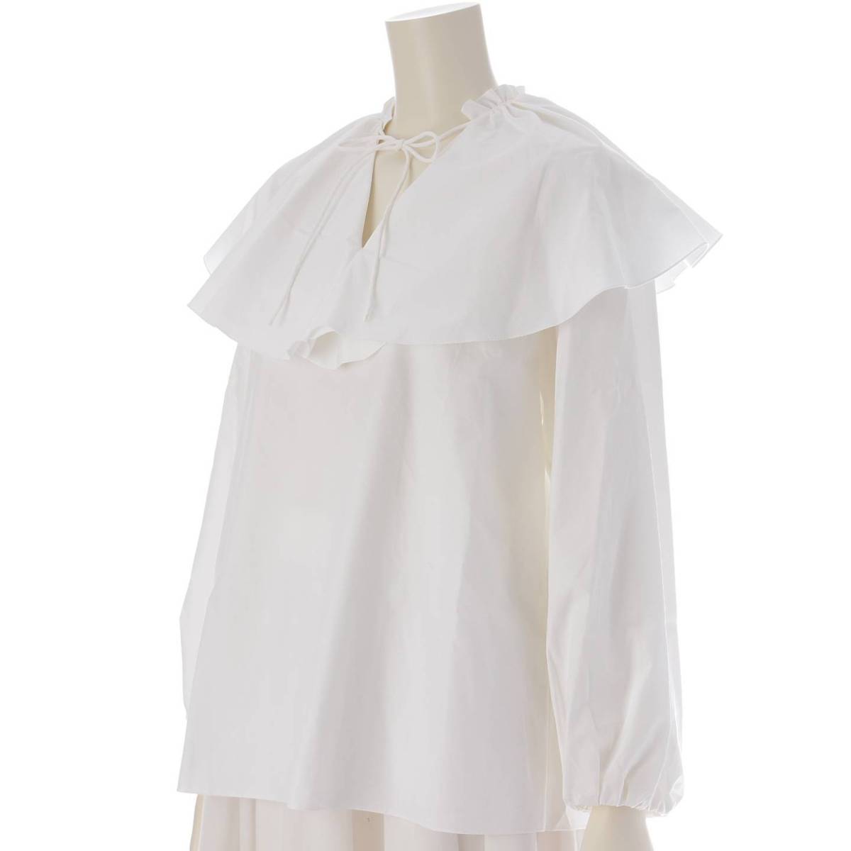 [Drawer] DRAWER 22 Cotton Frill Collar Blouse Lace-up Choker White 36 [Used] [Authenticated and Guaranteed Authentic] 214858