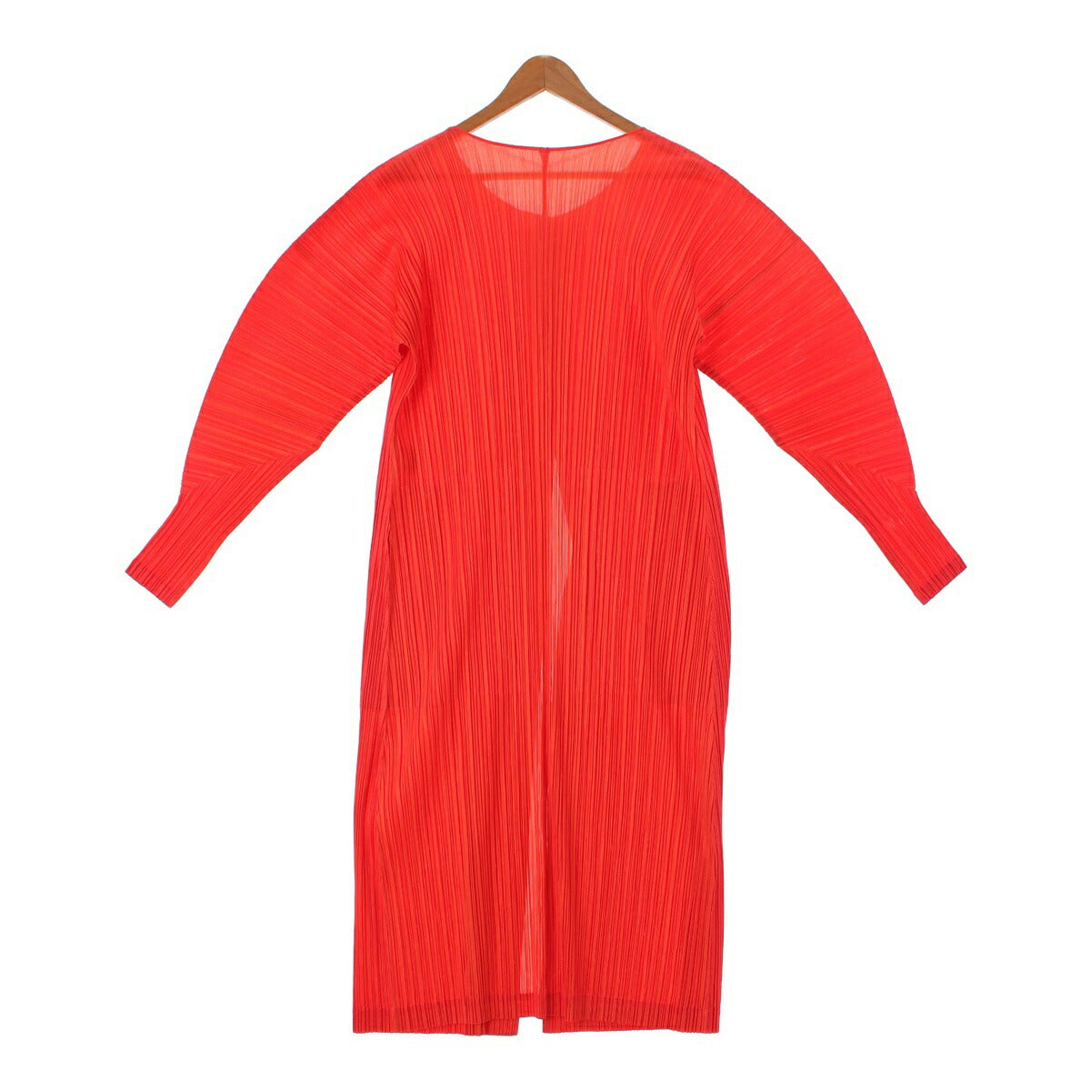 Pleated Please Issey Miyake Long Cardigan Haori Top PP51-JA412 Orange 2 [Used] [Authentic Product Guaranteed]