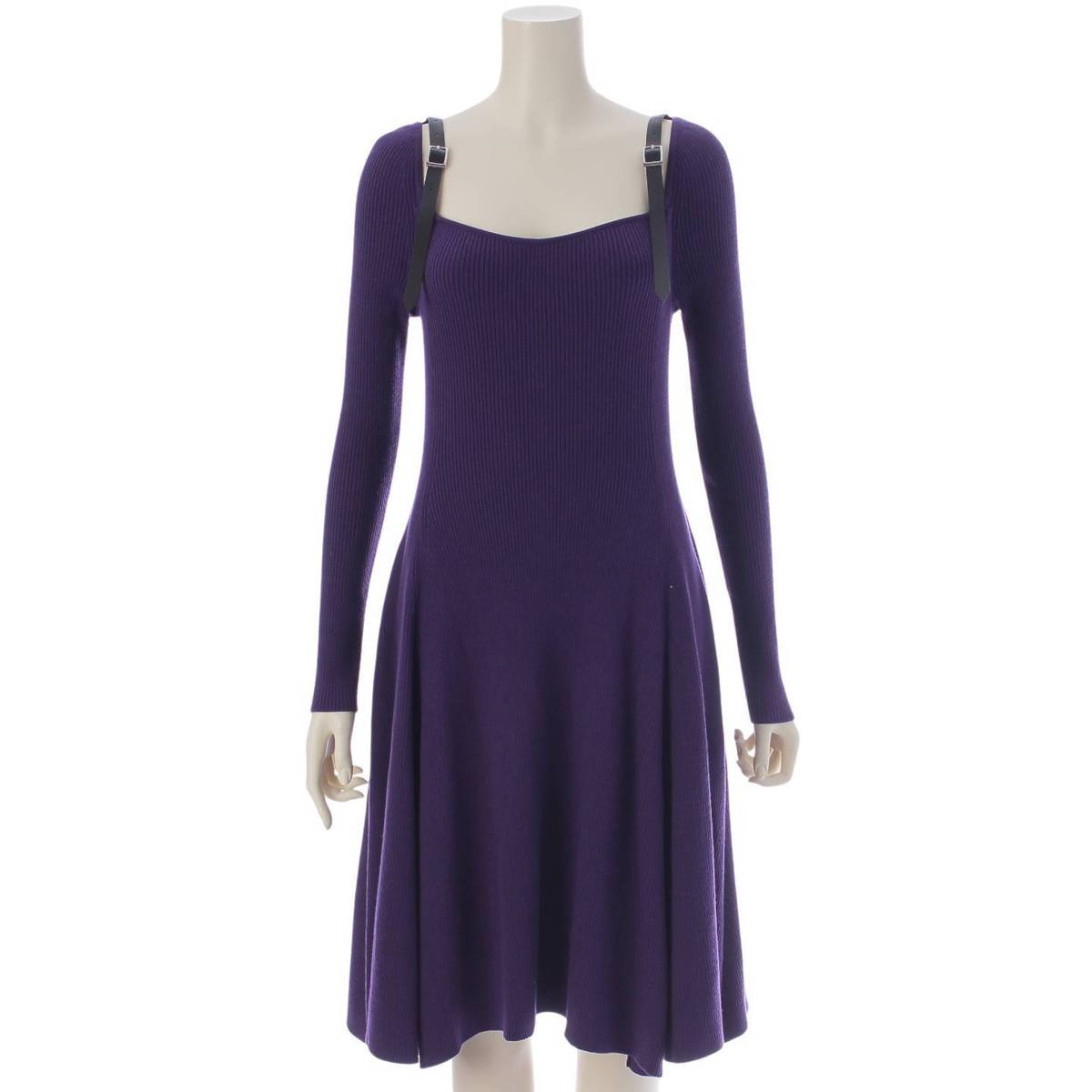 [ADEAM] ADEAM 23 Leather Strap Knit Dress 43939 Purple XS [Used] [Authenticated and Guaranteed Authentic] 214900