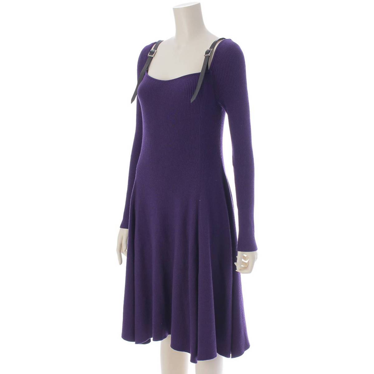 [ADEAM] ADEAM 23 Leather Strap Knit Dress 43939 Purple XS [Used] [Authenticated and Guaranteed Authentic] 214900