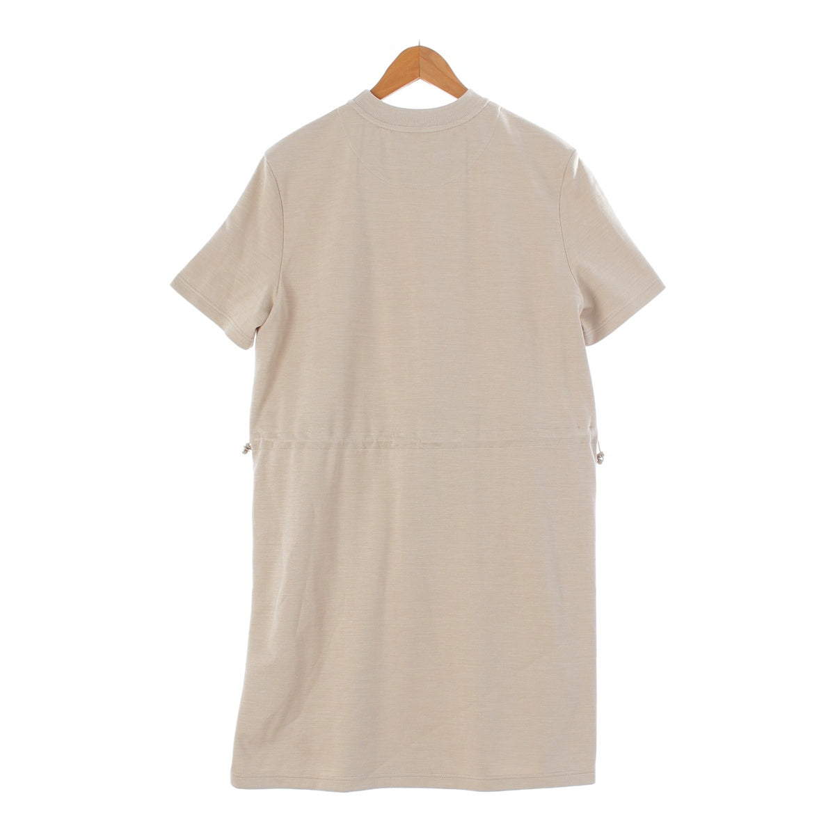 Hermes 24th Serie Logo Patch Cotton x Silk Shirt Dress Beige 40