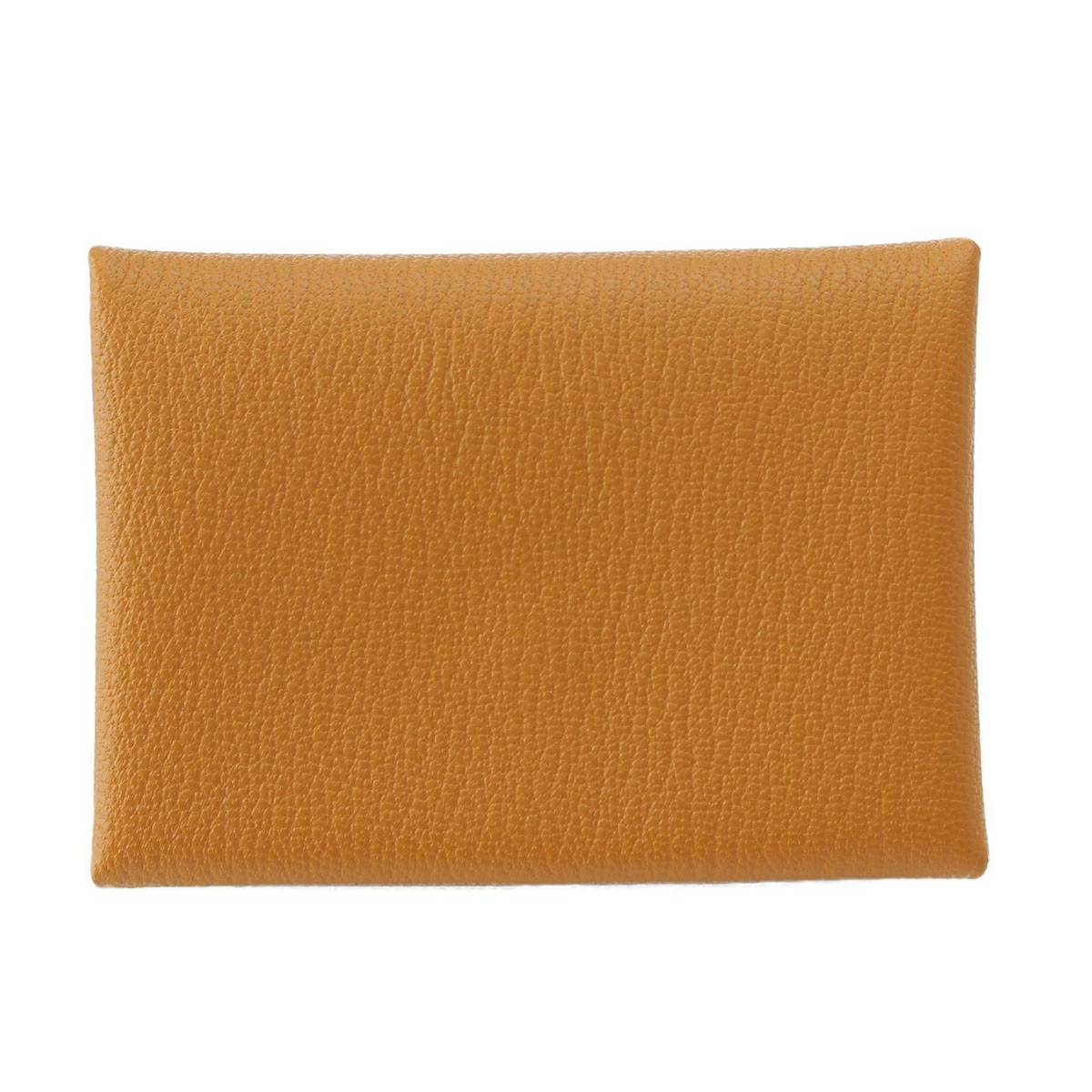 [Hermes] Hermes W stamp 24 years Calvi Duo Chevre leather coin case pouch caramel [Used] [Authenticated and genuine product guaranteed] 214940