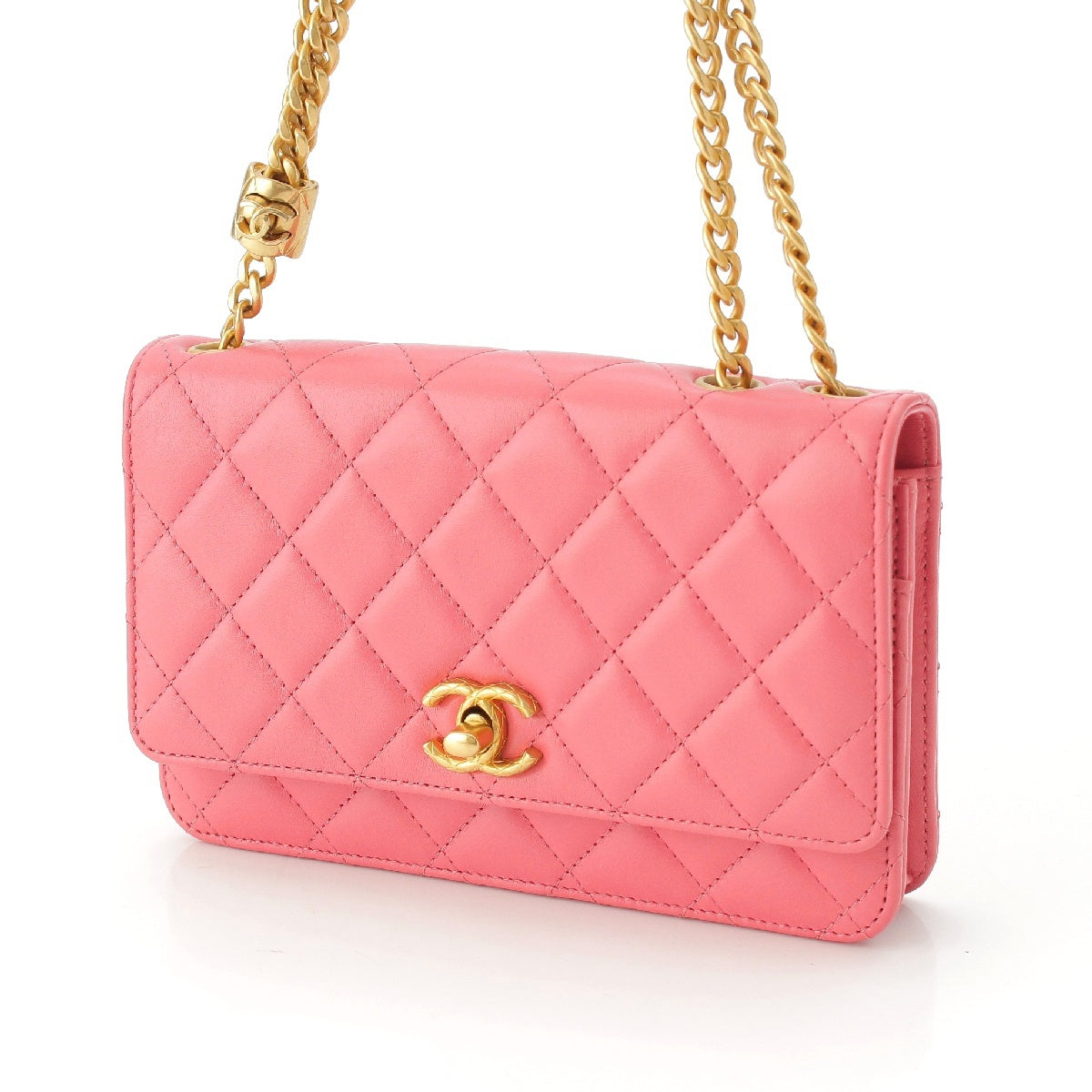 Chanel Coco Ball Matelasse Chain Wallet Shoulder Bag AP3043 Pink