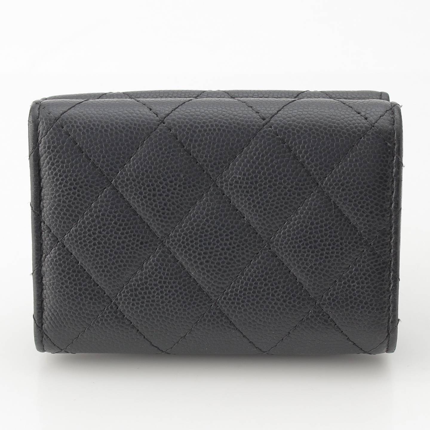 Chanel No. 28 Caviar Skin Timeless Classic Small Wallet Folding Wallet Black