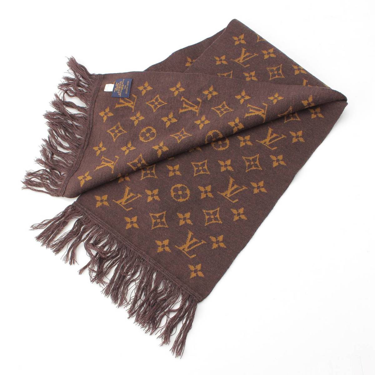 [Louis Vuitton] Louis Vuitton 21 Stainless Steel Echarpe LV Friends Monogram Wool Scarf MP2964 Brown [Used] [Authenticated and Guaranteed Authentic] 215071