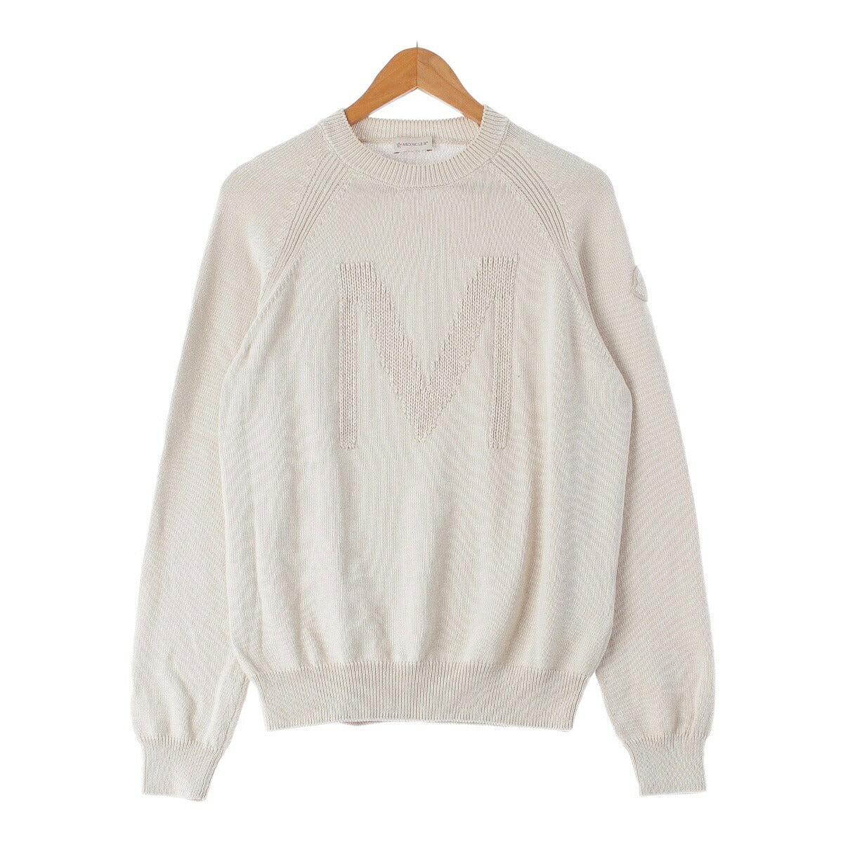 Moncler 22 Men's GIROCOLLO Cotton Knit Sweater Top Ivory S [Used] [Authentic Product Guaranteed]